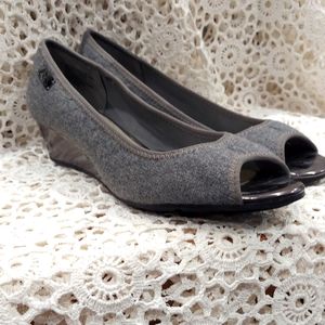 Grey wedge Anne Klein peep toe shoes